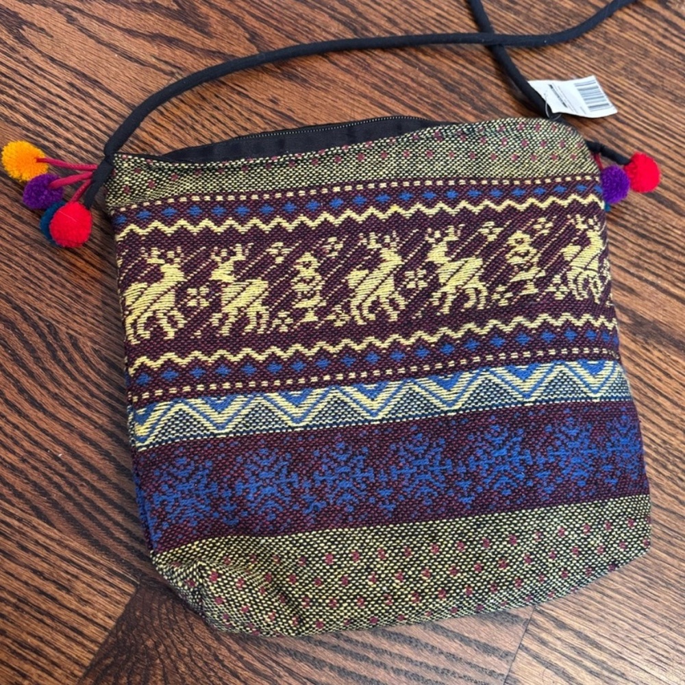 NEW Boho Style Purse/Bag with Pom Poms